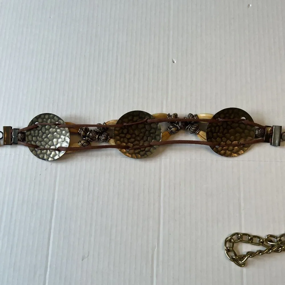 Chain Belt Size S-M Hammered Brass Conchos Beads